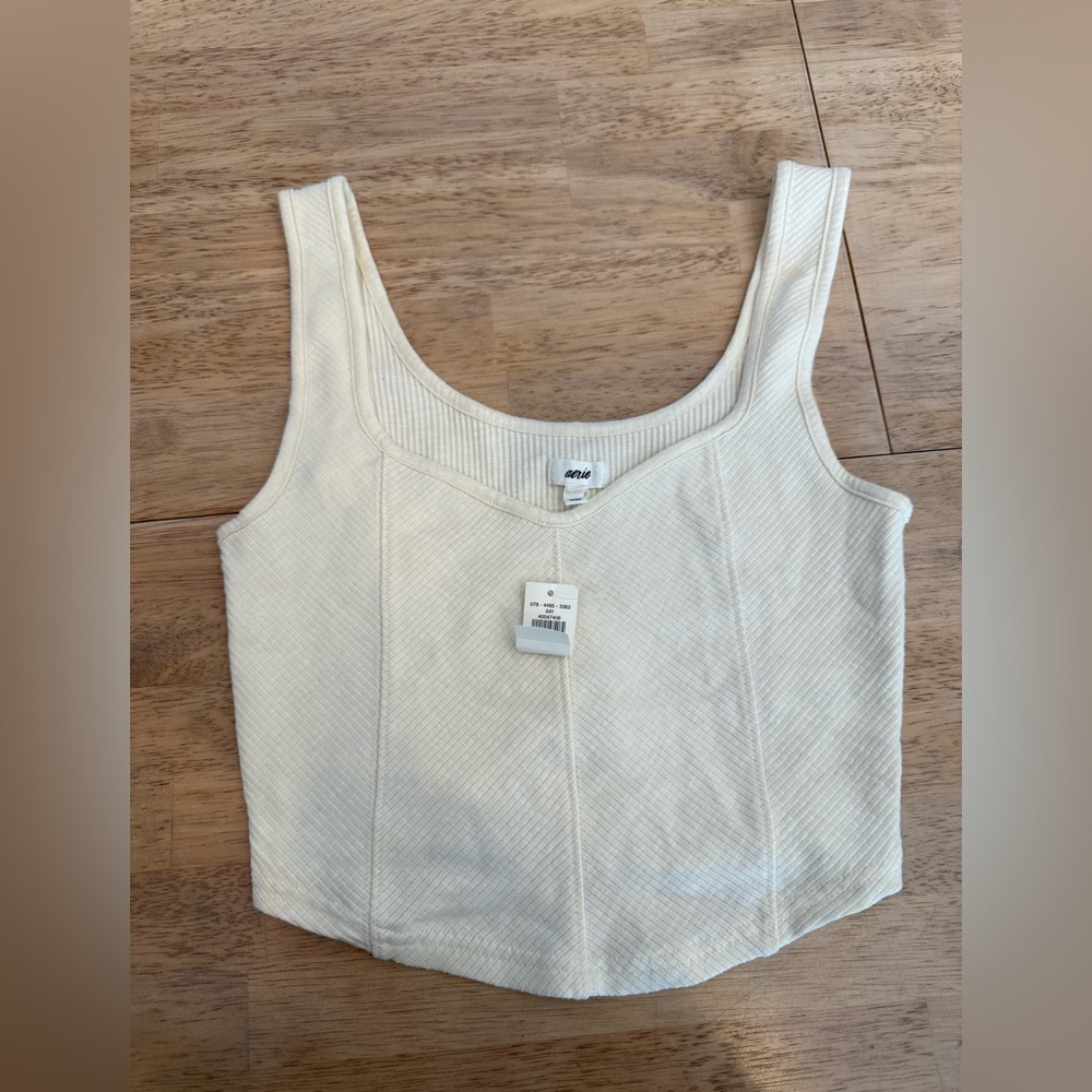 Aerie Off-White Ribbed Tank Top